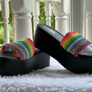 Rainbow platform sandals